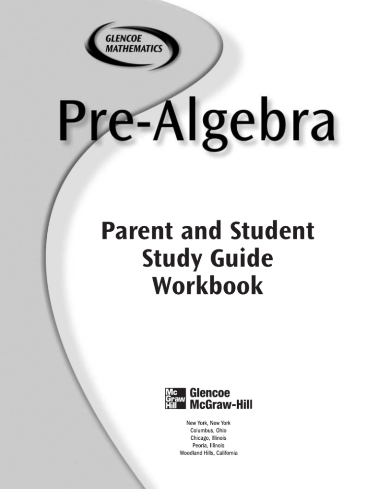 Pre Algebra Student Parent Study Guide P Tech