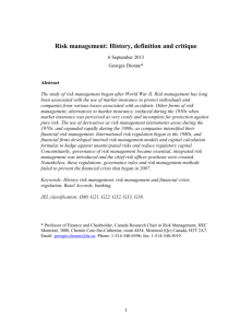 Risk management: History, definition and critique