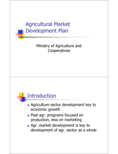Agricultural Market Development Plan Introduction