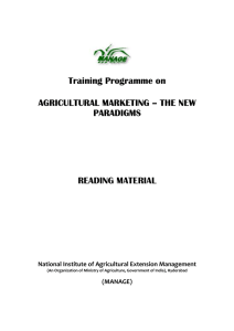 Agricultural Marketing - The New Paradigms
