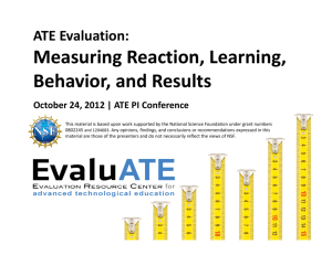 Measuring Reaction, Learning, Behavior and Results Behavior, and
