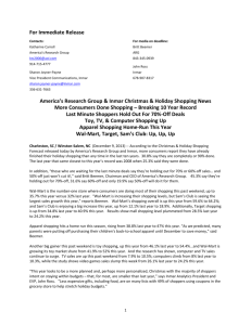 For Immediate Release America's Research Group & Inmar