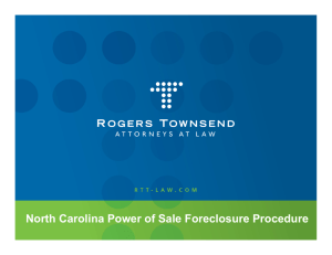 North Carolina Power of Sale Foreclosure Procedure