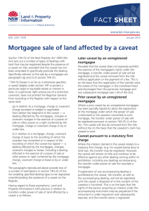 Fact sheet - Mortgagee sale of land affected by a caveat