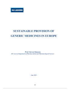 SUSTAINABLE PROVISION OF GENERIC MEDICINES IN EUROPE