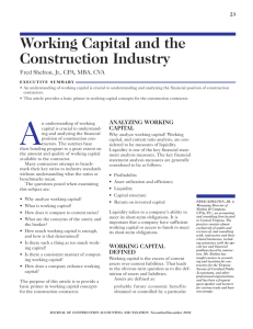 Working Capital and the Construction Industry