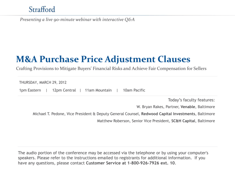 M A Purchase Price Adjustment Clauses
