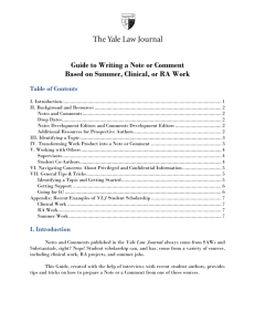 Guide to Writing a Note or Comment Based on Summer, Clinical, or