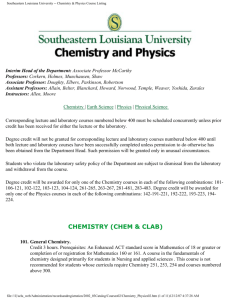 Chemistry & Physics Course Listing