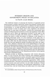 INTEREST GROUPS AND GOVERNMENT POLICY IN MALAYSIA