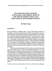 Dynamics of Policy-Making in Malaysia: The Formulation of the New