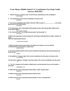 Crete-Monee Middle School US Constitution Test