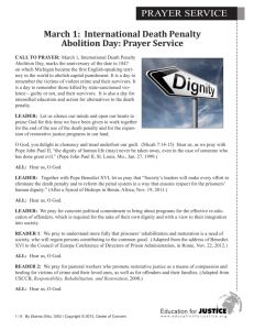 PRAYER SERVICE March 1: International Death Penalty Abolition