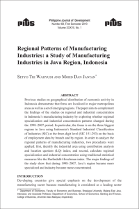 Regional Patterns of manufacturing Industries: a Study of