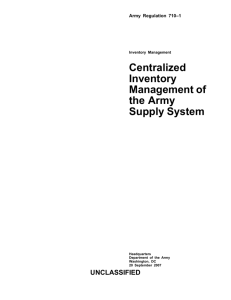 Centralized Inventory Management of the Army Supply