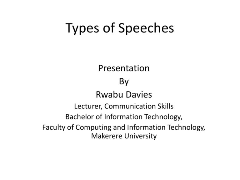 Types Of Speeches