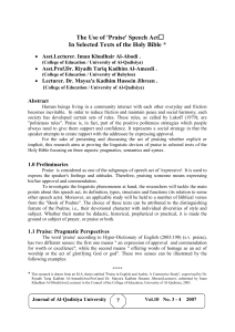 The Use of 'Praise' Speech Act In Selected Texts of the Holy Bible