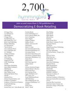Publishers list - Hummingbird Digital Media