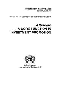 Aftercare A Core Function In Investment Promotion