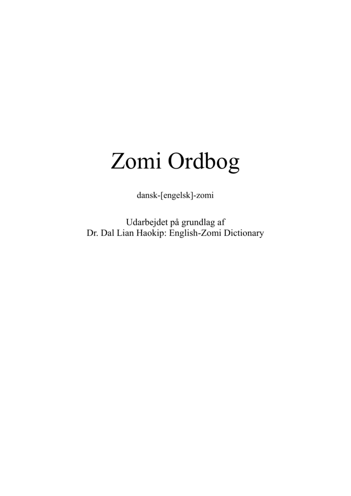 Zomi Ordbog