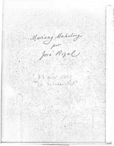 Mariang Makiling by Jose Rizal, 1968 Arnold H. Warren translation