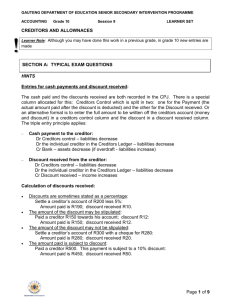 Page 1 of 9 CREDITORS AND ALLOWNACES HINTS Entries for