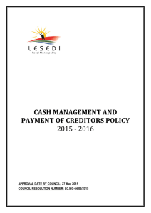 Lesedi Cash Management and Payment of Creditors Policy
