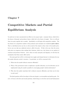 Chapter 7: Competitive Markets and Partial Equilibrium Analysis