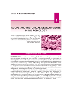 SCOPE AND HISTORICAL DEVELOPMENTS IN MICROBIOLOGY