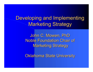Developing and Implementing Marketing Strategy