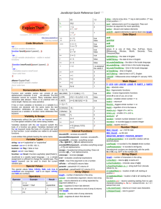 Javascript Quick Reference Card