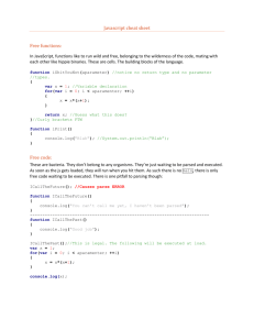 Javascript cheat sheet Free functions: Free code: