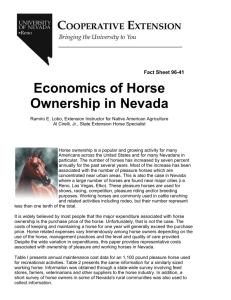 Economics of Horse Ownership in Nevada