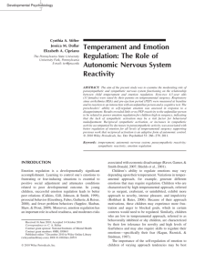 Temperament and emotion regulation: the role of autonomic
