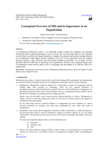 Conceptual Overview of MIS and its Importance in an