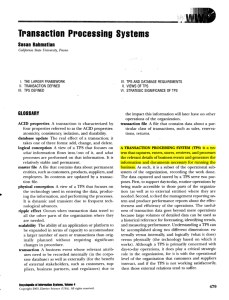 Reading: Transaction Processing Systems