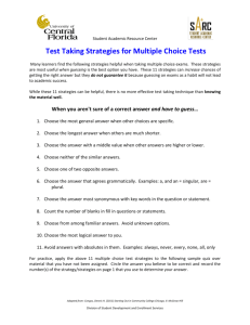 Test Taking Strategies for Multiple Choice Tests