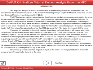 DeWolf, Criminal Law Tutorial, Element Analysis Under