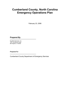 Cumberland County, North Carolina Emergency Operations Plan