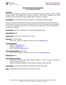 CBE 3322 Heat Transfer Operations
