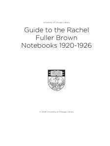 Guide to the Rachel Fuller Brown Notebooks 1920-1926