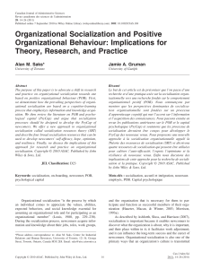 Organizational socialization and positive organizational behaviour