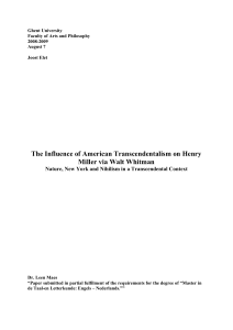 The Influence of American Transcendentalism on Henry Miller via