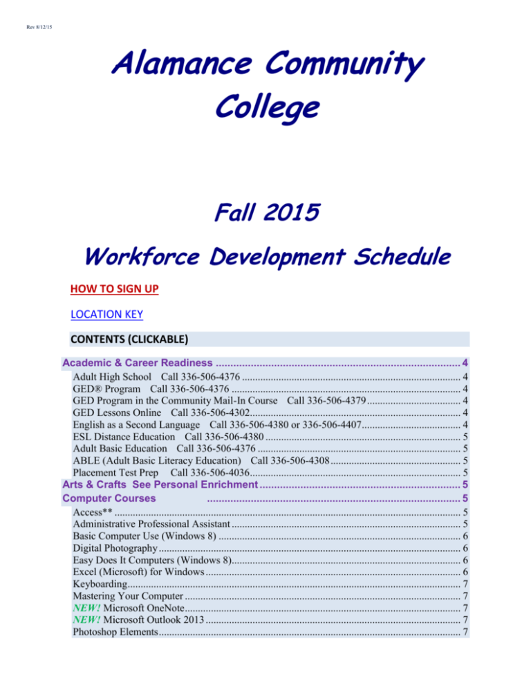 computer courses Alamance Community College