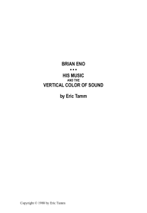 Brian Eno: His Music and the Vertical Color of Sound