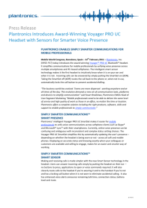 Press Release Plantronics Introduces Award‐Winning Voyager PRO
