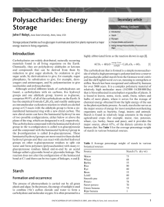 "Polysaccharides: Energy Storage". In: Encyclopedia of Life Sciences