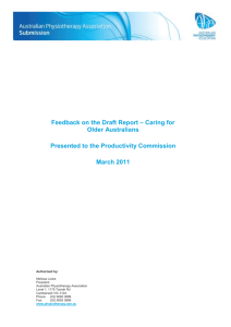 Feedback on the Draft Report – Caring for Older Australians