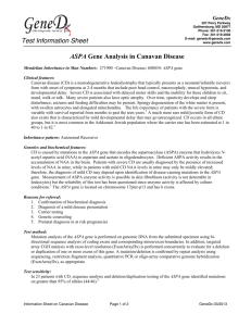 Test Information Sheet ASPA Gene Analysis in Canavan Disease