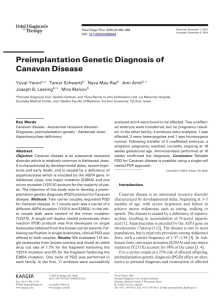 Preimplantation Genetic Diagnosis of Canavan Disease - Tel